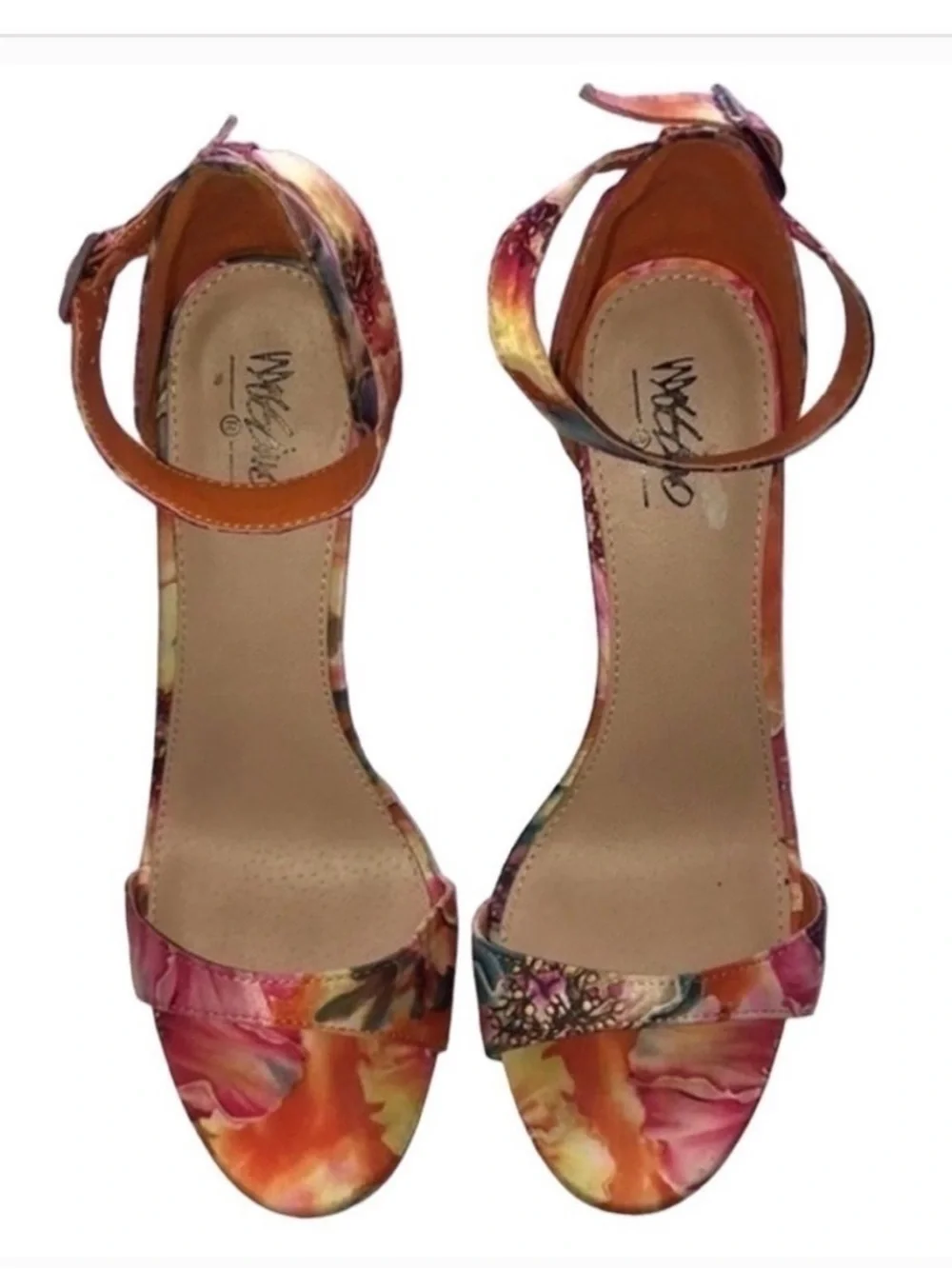 Massimo Floral Strappy high Heels sandals Sz 8 spring wedding guest summer 4.5”